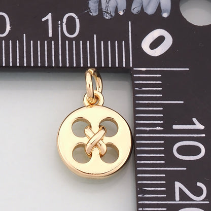 18K Gold Filled Buttons Pendant,Dainty Buttons Charm Bracelet Necklace for DIY Jewelry Making Supply