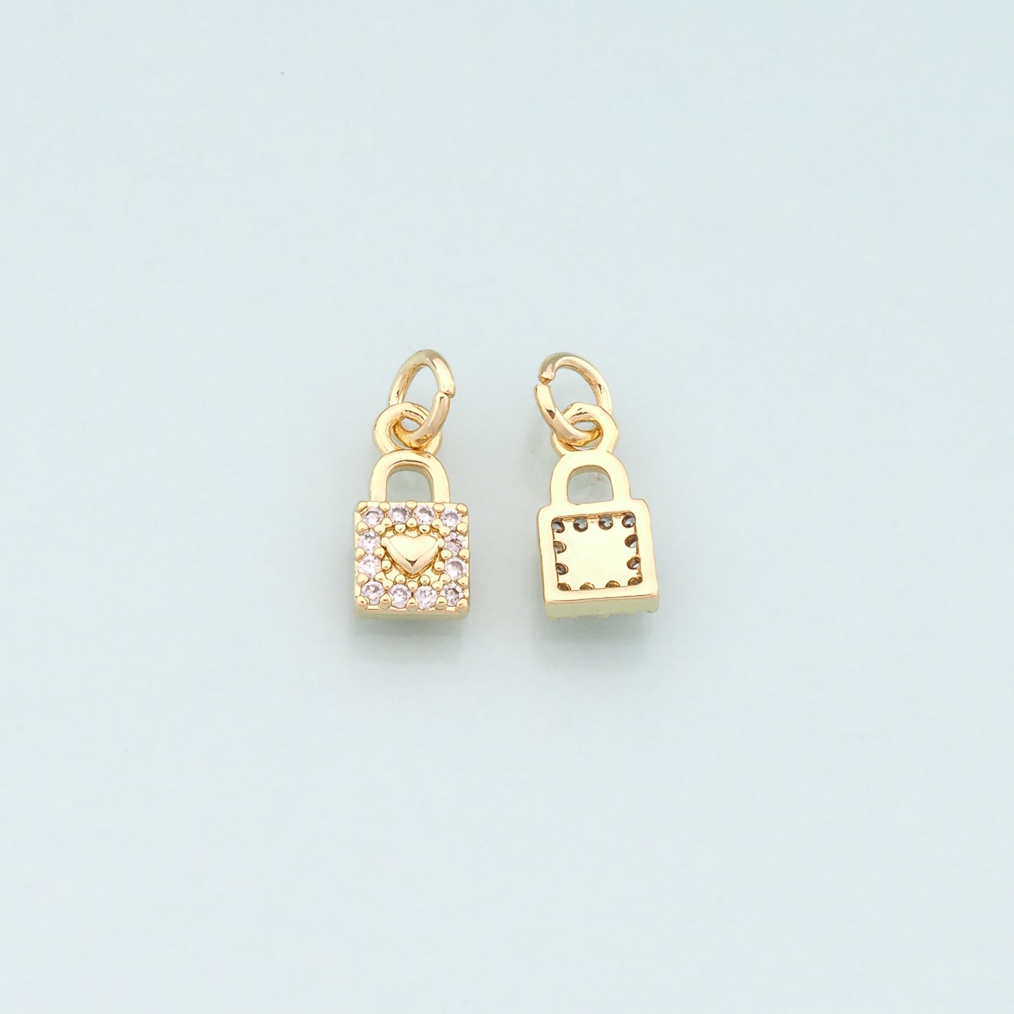Gold Key Lock Charms,18K Gold Filled Lock Pendant,CZ Micro Pave Lock Charm Bracelet Necklace for DIY Jewelry Making Supply