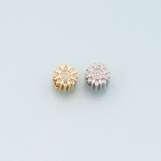 Gold Sun Spacer Beads Charms,18K Gold Filled Sun Bracelet Necklace for DIY Jewelry Making Supply