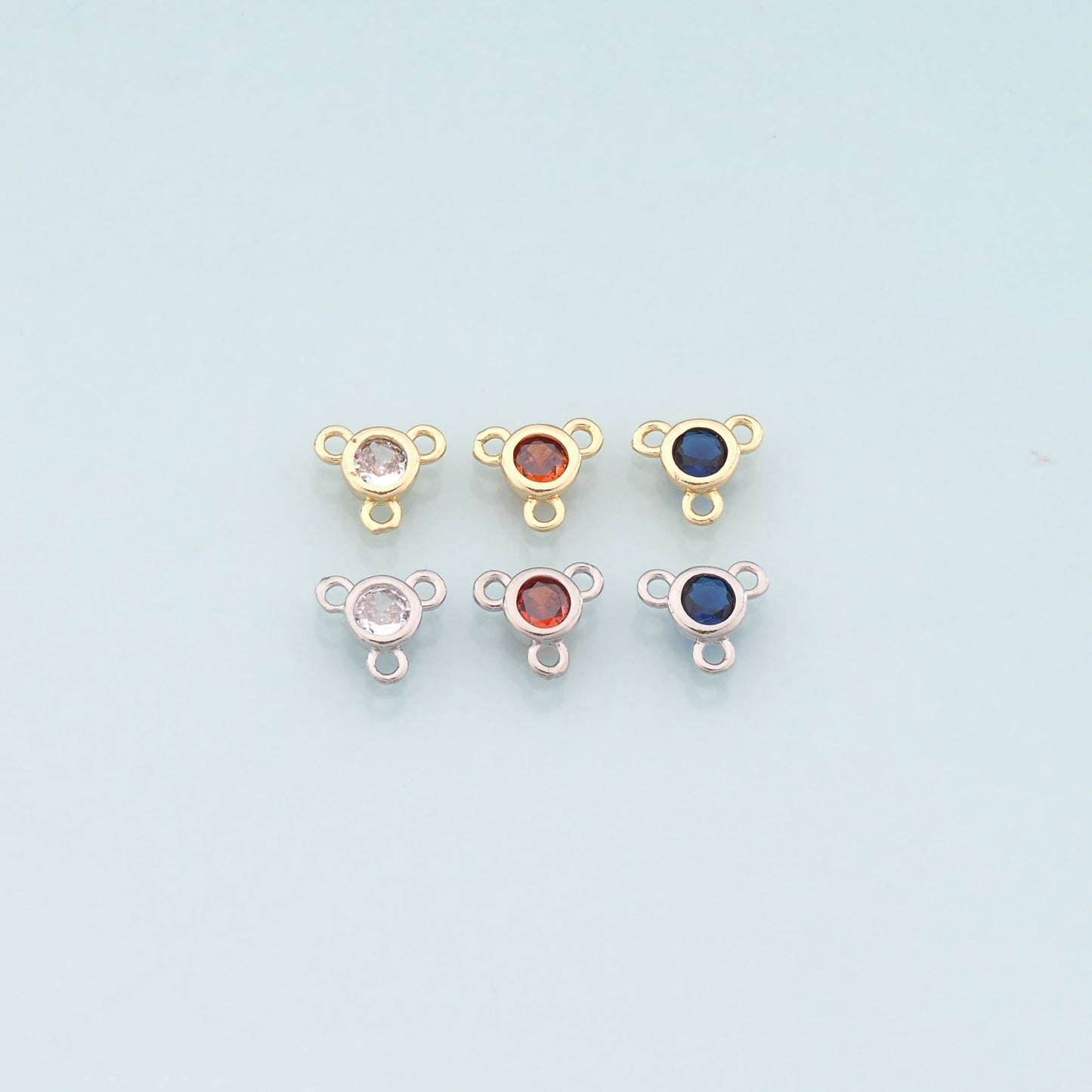 Gold Connector Charm,18K Gold Filled Round Pendant,CZ Micro Pave Round Charm Bracelet Necklace for DIY Jewelry Making Supply
