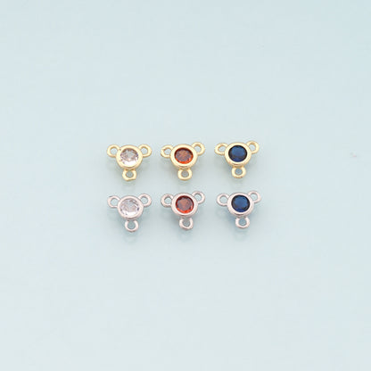 Gold Connector Charm,18K Gold Filled Round Pendant,CZ Micro Pave Round Charm Bracelet Necklace for DIY Jewelry Making Supply