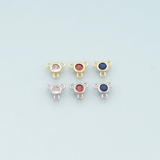Gold Connector Charm,18K Gold Filled Round Pendant,CZ Micro Pave Round Charm Bracelet Necklace for DIY Jewelry Making Supply