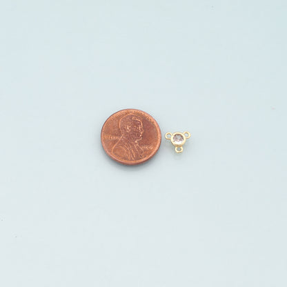 Gold Connector Charm,18K Gold Filled Round Pendant,CZ Micro Pave Round Charm Bracelet Necklace for DIY Jewelry Making Supply