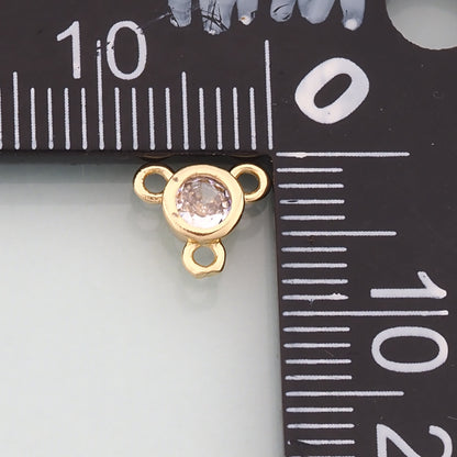 Gold Connector Charm,18K Gold Filled Round Pendant,CZ Micro Pave Round Charm Bracelet Necklace for DIY Jewelry Making Supply