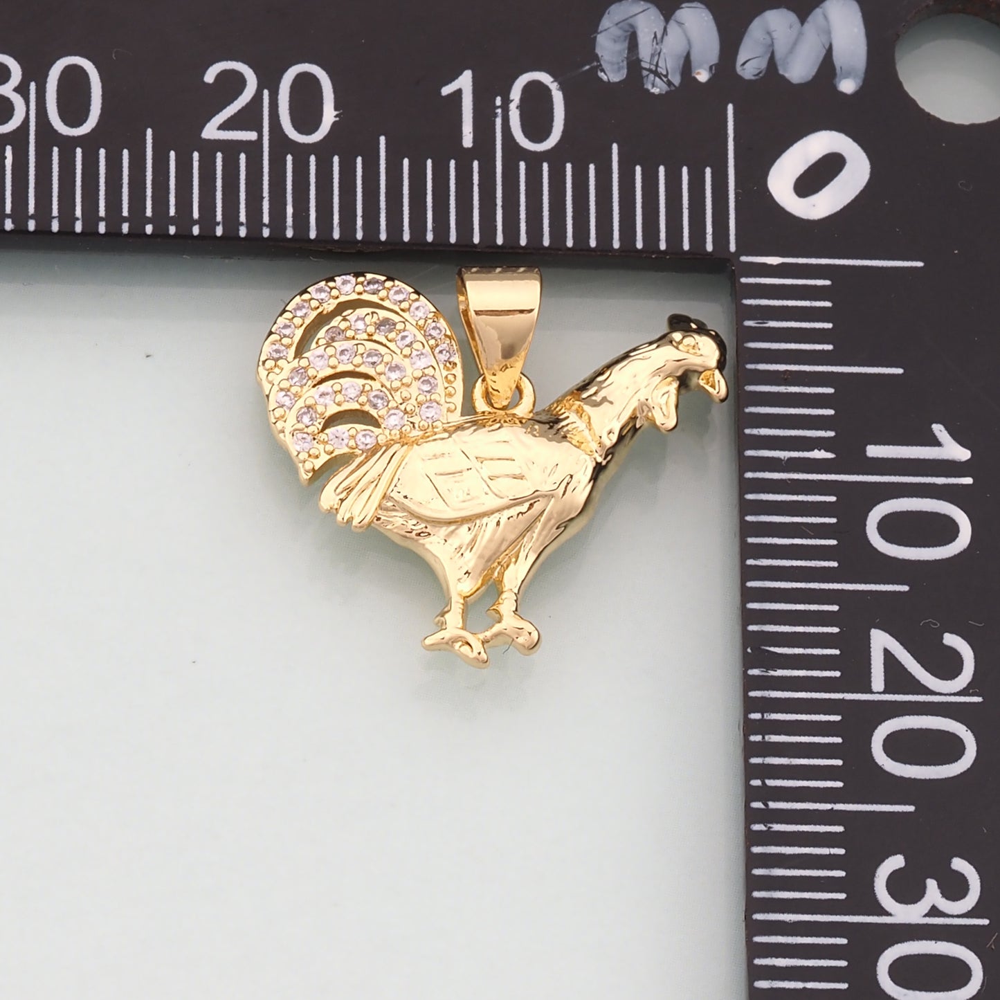 Gold Rooster Charms,18K Gold Filled Rooster Pendant,CZ Micro Pave Animal Charm Bracelet Necklace for DIY Jewelry Making Supply