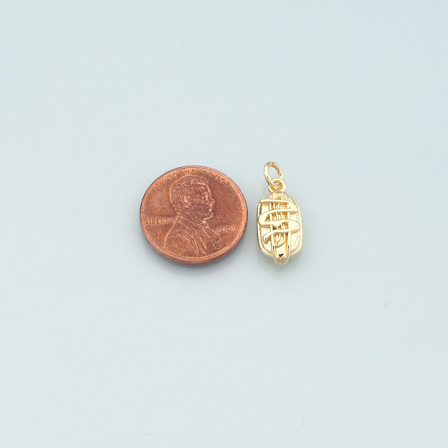 18K Gold Filled Hot Dog Pendant,Dainty Beard Charm Bracelet Necklace for DIY Jewelry Making Supply