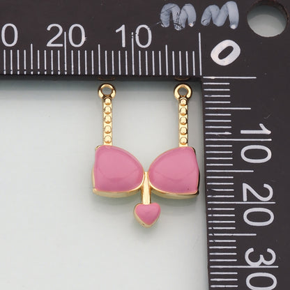 18K Gold Filled Bikini Pendant,Enamel Bikini Charm Bracelet Necklace for DIY Jewelry Making Supply