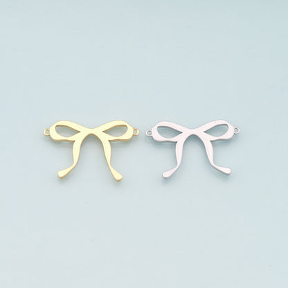 18K Gold Filled Bow Connector Charm,Bow Tie Charm Bracelet Necklace for DIY Jewelry Making Supply