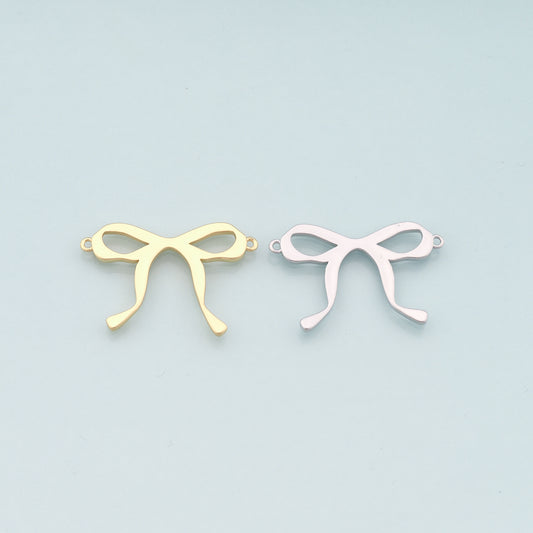 18K Gold Filled Bow Connector Charm,Bow Tie Charm Bracelet Necklace for DIY Jewelry Making Supply