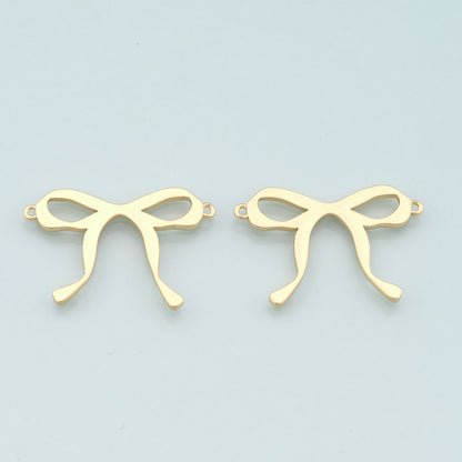 18K Gold Filled Bow Connector Charm,Bow Tie Charm Bracelet Necklace for DIY Jewelry Making Supply