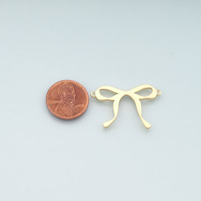 18K Gold Filled Bow Connector Charm,Bow Tie Charm Bracelet Necklace for DIY Jewelry Making Supply