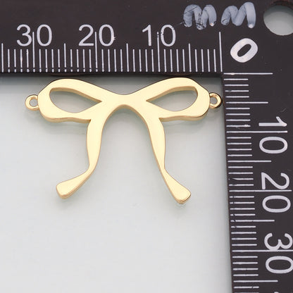 18K Gold Filled Bow Connector Charm,Bow Tie Charm Bracelet Necklace for DIY Jewelry Making Supply