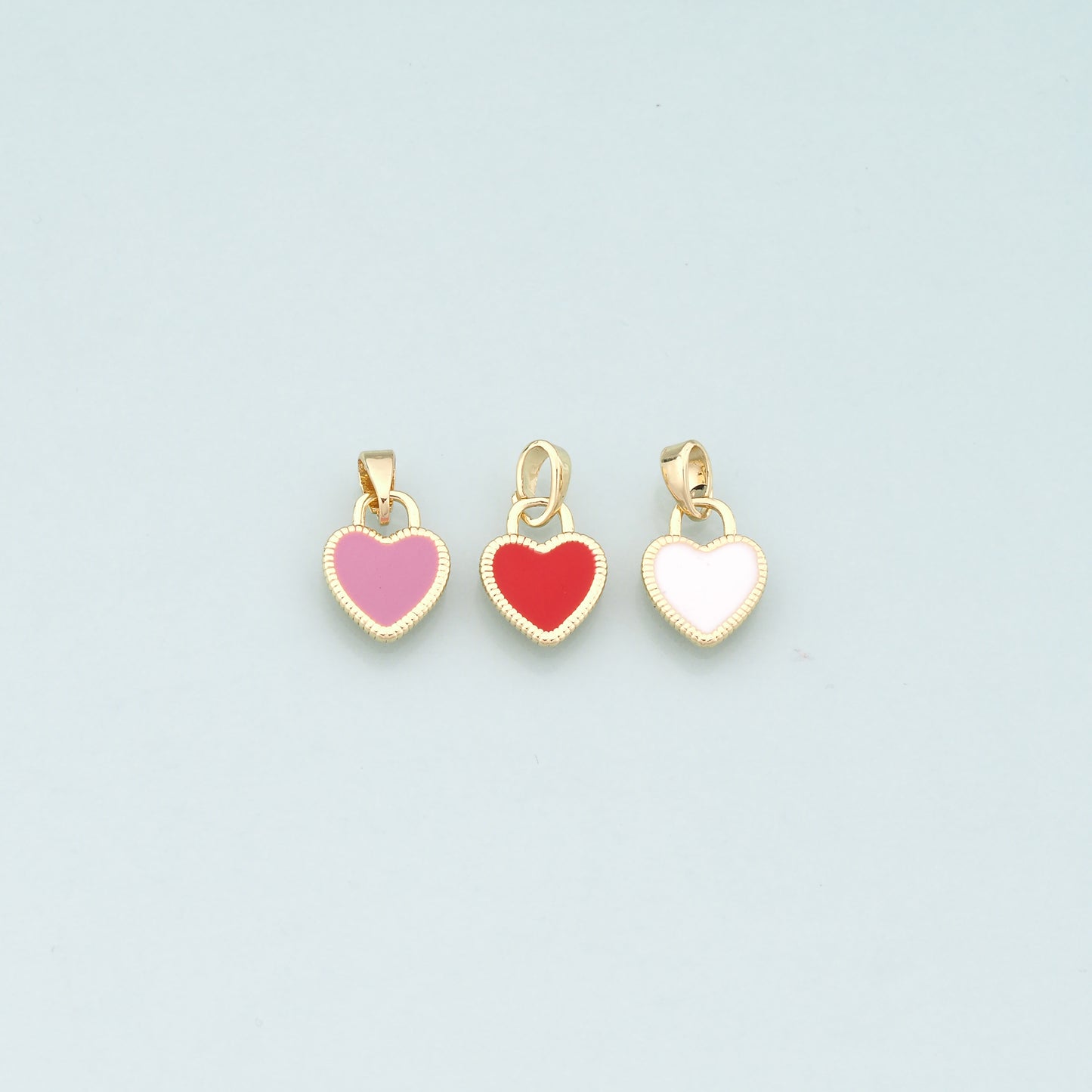 Gold Heart Charms,18K Gold Filled Heart Pendant,Enamel Heart Charm Bracelet Necklace for DIY Jewelry Making Supply