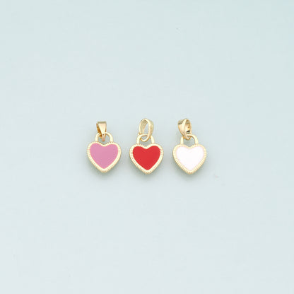 Gold Heart Charms,18K Gold Filled Heart Pendant,Enamel Heart Charm Bracelet Necklace for DIY Jewelry Making Supply