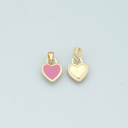 Gold Heart Charms,18K Gold Filled Heart Pendant,Enamel Heart Charm Bracelet Necklace for DIY Jewelry Making Supply
