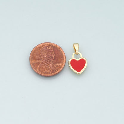 Gold Heart Charms,18K Gold Filled Heart Pendant,Enamel Heart Charm Bracelet Necklace for DIY Jewelry Making Supply