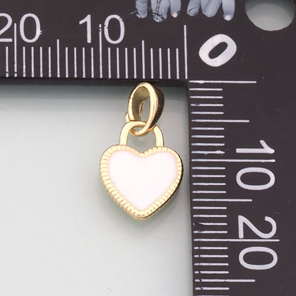 Gold Heart Charms,18K Gold Filled Heart Pendant,Enamel Heart Charm Bracelet Necklace for DIY Jewelry Making Supply