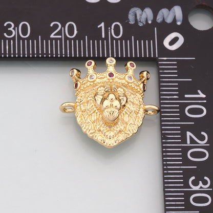 Gold Animal Charms,18K Gold Filled Lion Pendant,CZ Micro Pave Lion Charm Bracelet Necklace for DIY Jewelry Making Supply