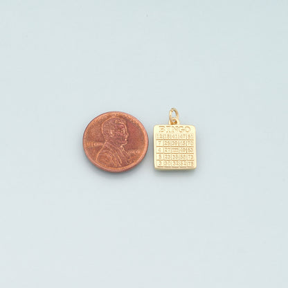 18K Gold Filled Bingo Pendant,Dainty Game Charm Bracelet Necklace for DIY Jewelry Making Supply