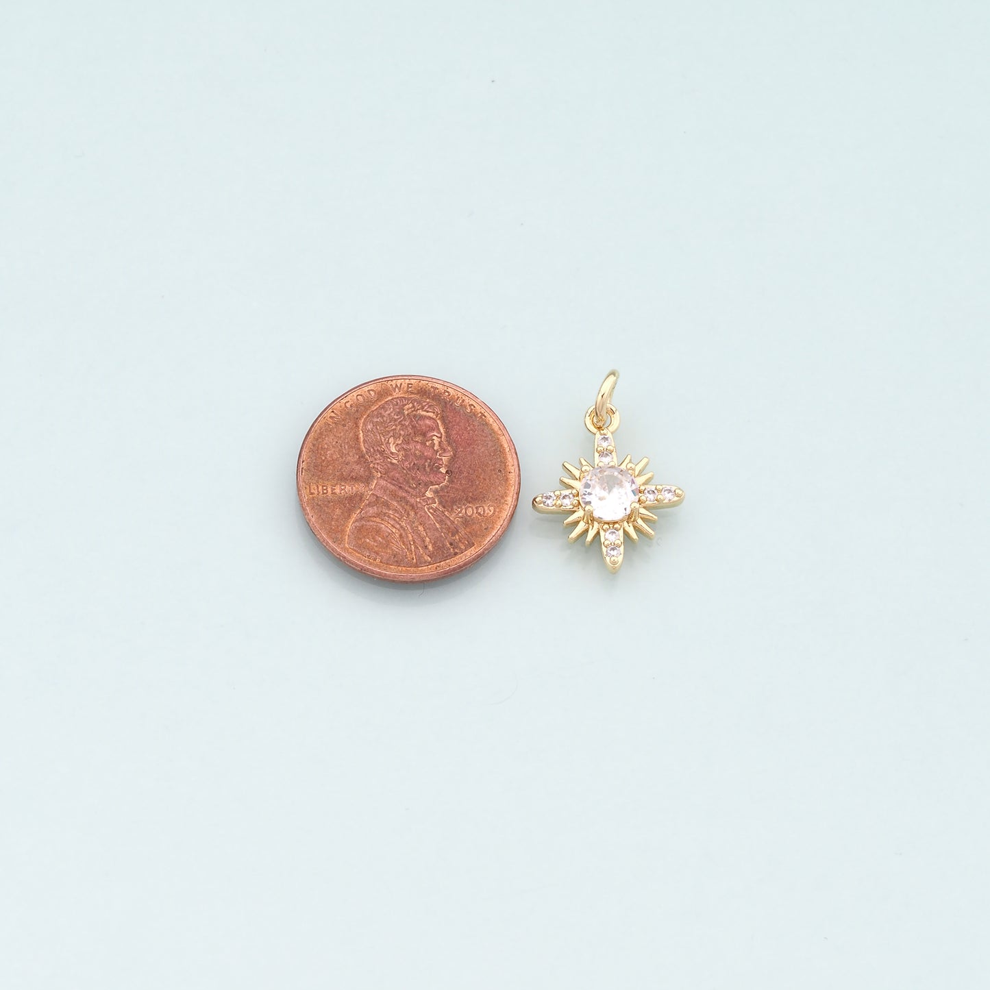 Gold Celestial Charms,18K Gold Filled Star Pendant,CZ Micro Pave North Star Charm Bracelet Necklace for DIY Jewelry Making Supply