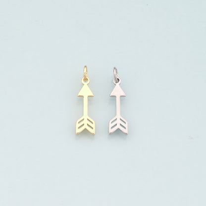 18K Gold Filled Arrow Pendant,Dainty Arrow Charm Bracelet Necklace for DIY Jewelry Making Supply