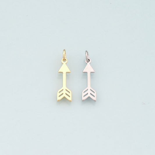 18K Gold Filled Arrow Pendant,Dainty Arrow Charm Bracelet Necklace for DIY Jewelry Making Supply