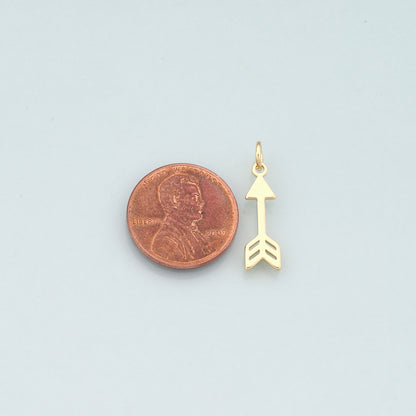 18K Gold Filled Arrow Pendant,Dainty Arrow Charm Bracelet Necklace for DIY Jewelry Making Supply