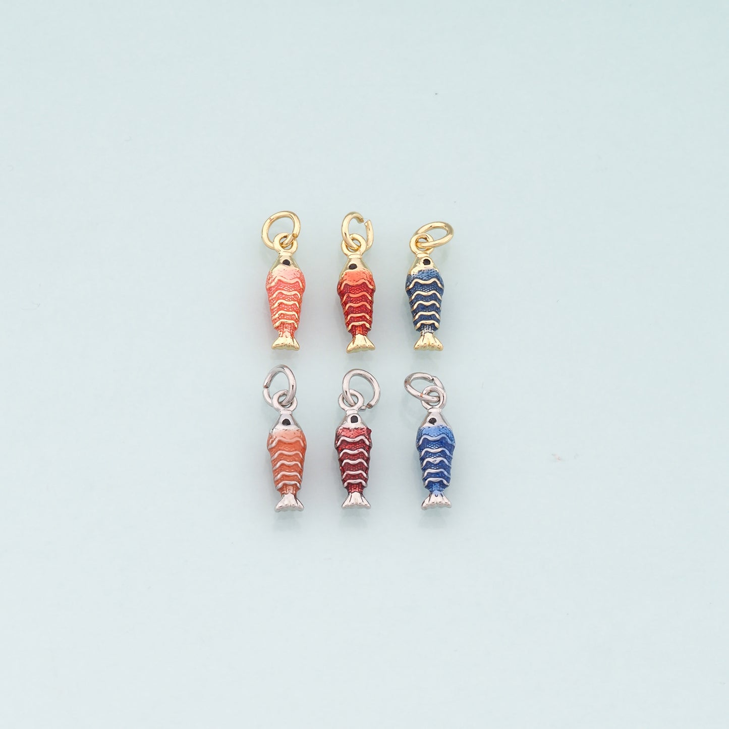 Gold Fish Charms,18K Gold Filled Fish Pendant,Enamel Ocean Charm Bracelet Necklace for DIY Jewelry Making Supply