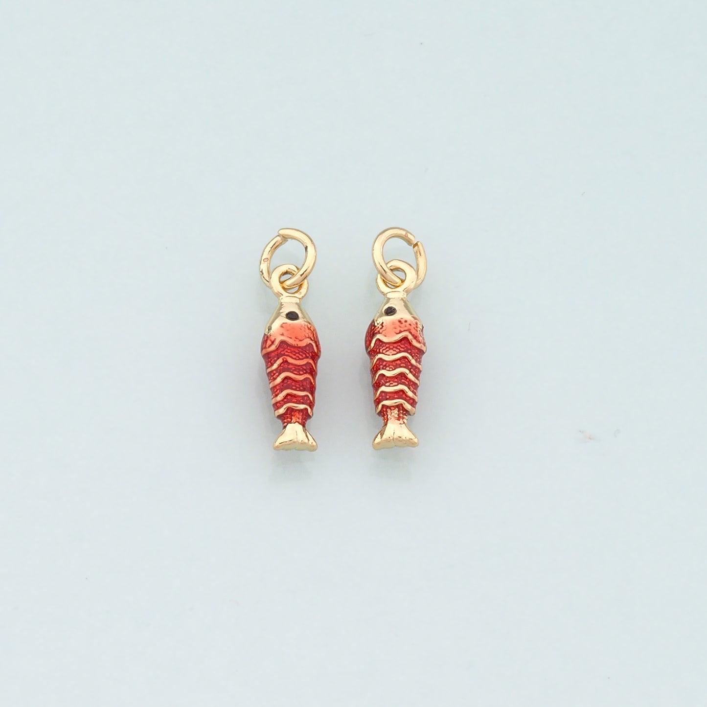 Gold Fish Charms,18K Gold Filled Fish Pendant,Enamel Ocean Charm Bracelet Necklace for DIY Jewelry Making Supply
