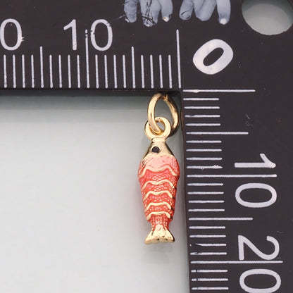 Gold Fish Charms,18K Gold Filled Fish Pendant,Enamel Ocean Charm Bracelet Necklace for DIY Jewelry Making Supply