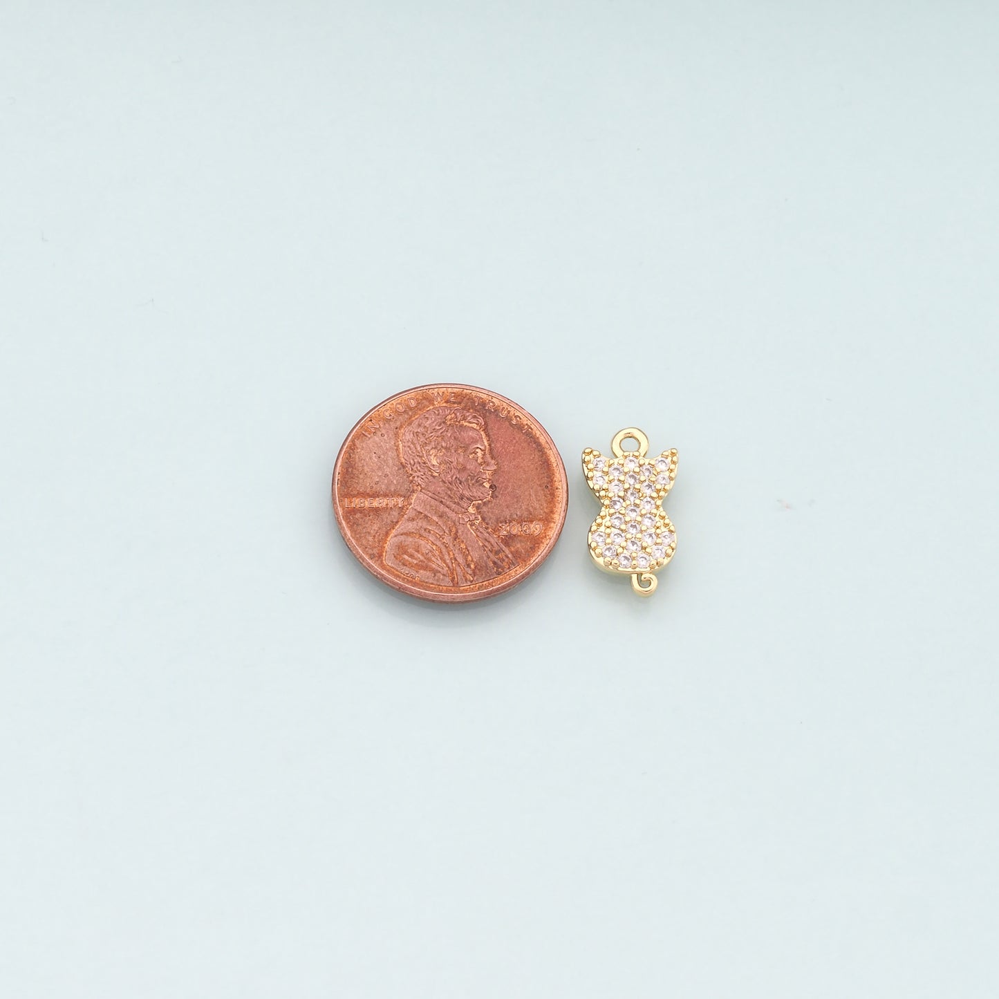 Gold Cat Charms,18K Gold Filled Cat Pendant,CZ Micro Pave Cat Charm Bracelet Necklace for DIY Jewelry Making Supply