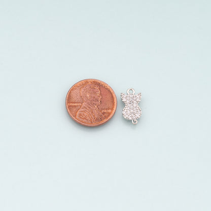 Gold Cat Charms,18K Gold Filled Cat Pendant,CZ Micro Pave Cat Charm Bracelet Necklace for DIY Jewelry Making Supply