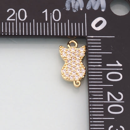 Gold Cat Charms,18K Gold Filled Cat Pendant,CZ Micro Pave Cat Charm Bracelet Necklace for DIY Jewelry Making Supply