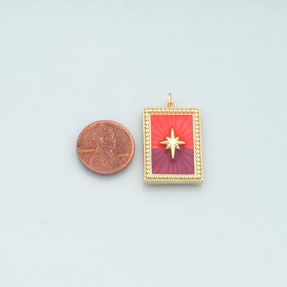Gold Star Charm,18K Gold Filled North Star Pendant,Enamel Celestial Charm Bracelet Necklace for DIY Jewelry Making Supply