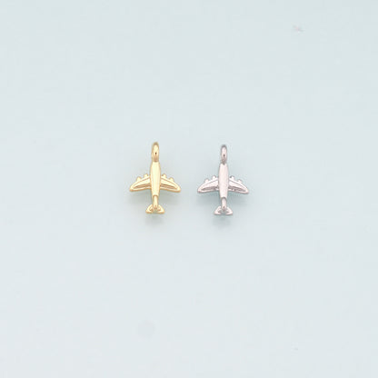 18K Gold Filled Airplane Pendant,Dainty Airplane Charm Bracelet Necklace for DIY Jewelry Making Supply