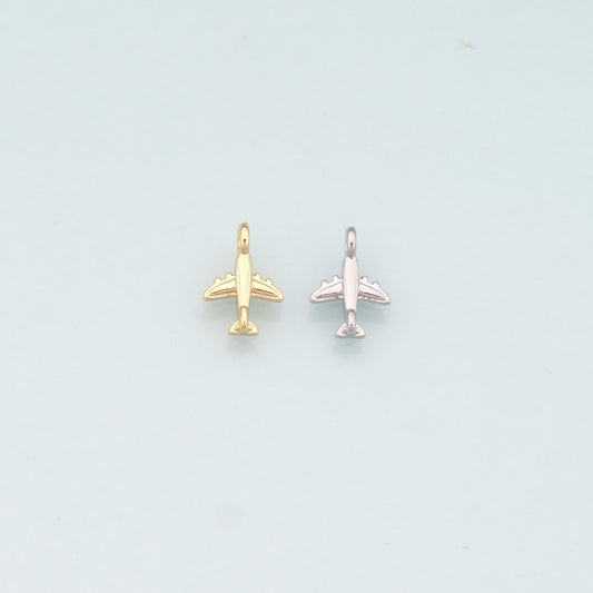 18K Gold Filled Airplane Pendant,Dainty Airplane Charm Bracelet Necklace for DIY Jewelry Making Supply