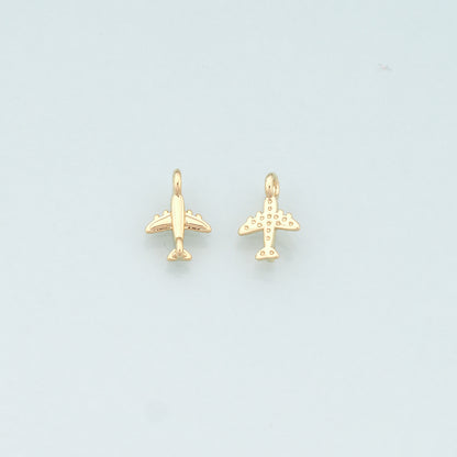 18K Gold Filled Airplane Pendant,Dainty Airplane Charm Bracelet Necklace for DIY Jewelry Making Supply
