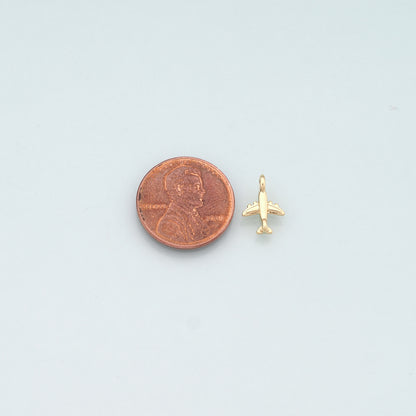 18K Gold Filled Airplane Pendant,Dainty Airplane Charm Bracelet Necklace for DIY Jewelry Making Supply