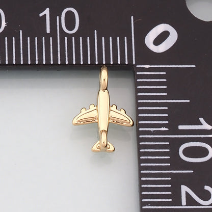 18K Gold Filled Airplane Pendant,Dainty Airplane Charm Bracelet Necklace for DIY Jewelry Making Supply