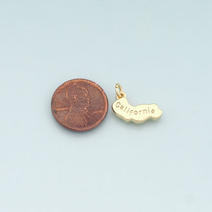 Gold US State Charms, 18K Gold Filled State Map Pendant, State Charm Bracelet Necklace for DIY Jewelry Making Supply