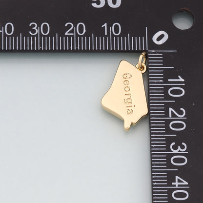 Gold US State Charms, 18K Gold Filled State Map Pendant, State Charm Bracelet Necklace for DIY Jewelry Making Supply