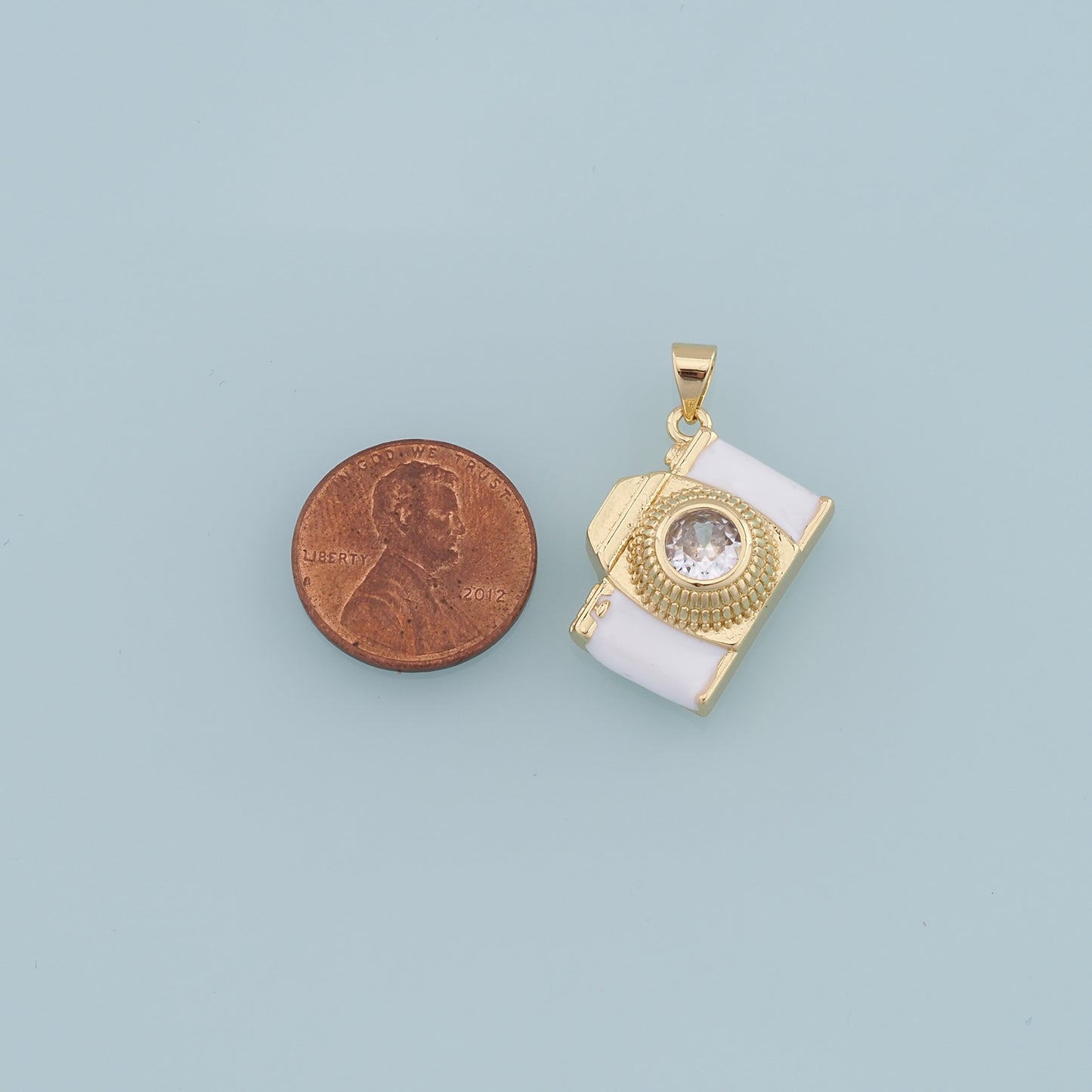 Gold Camera Charms,18K Gold Filled Enamel Camera Pendant,Camera Charm Bracelet Necklace for DIY Jewelry Making Supply