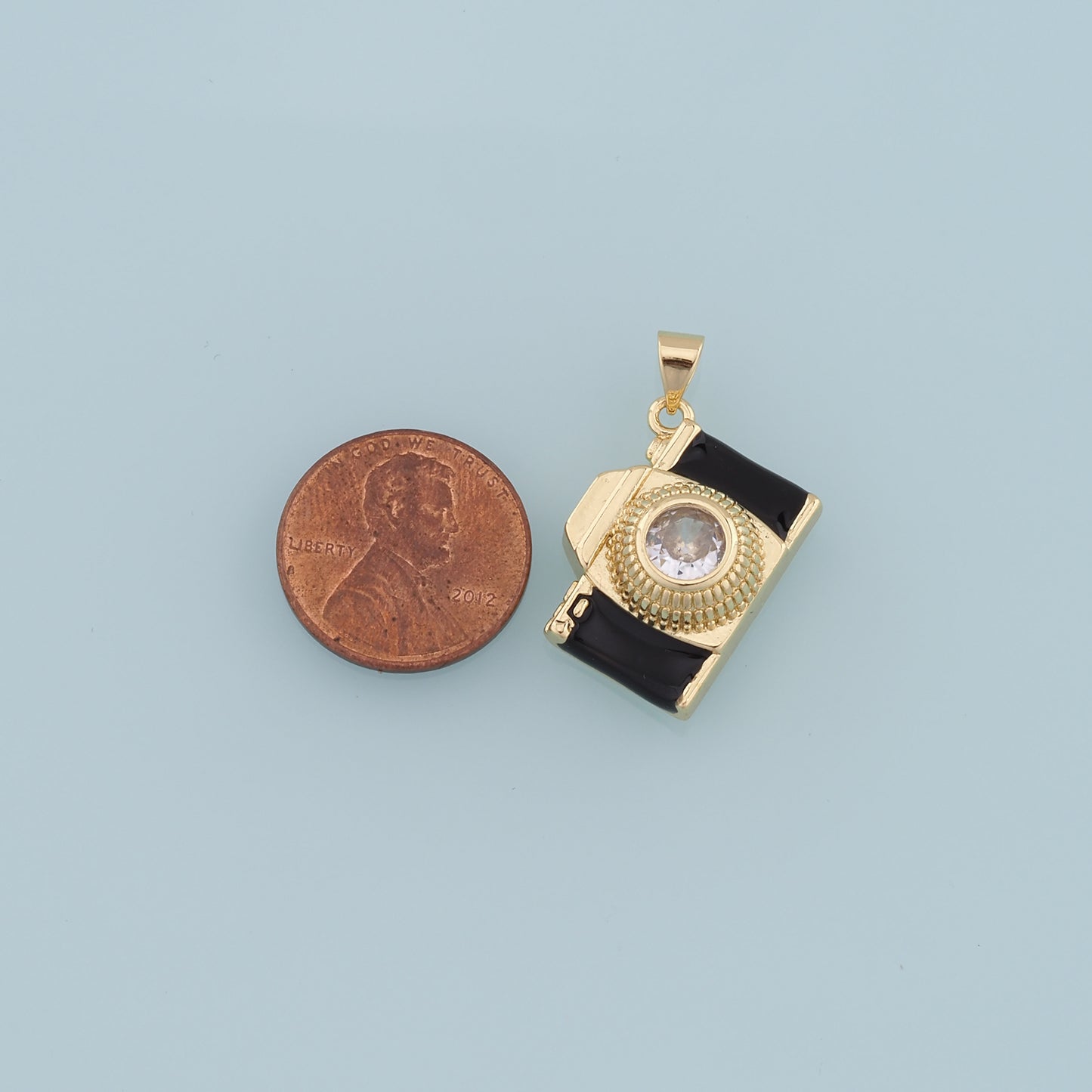 Gold Camera Charms,18K Gold Filled Enamel Camera Pendant,Camera Charm Bracelet Necklace for DIY Jewelry Making Supply