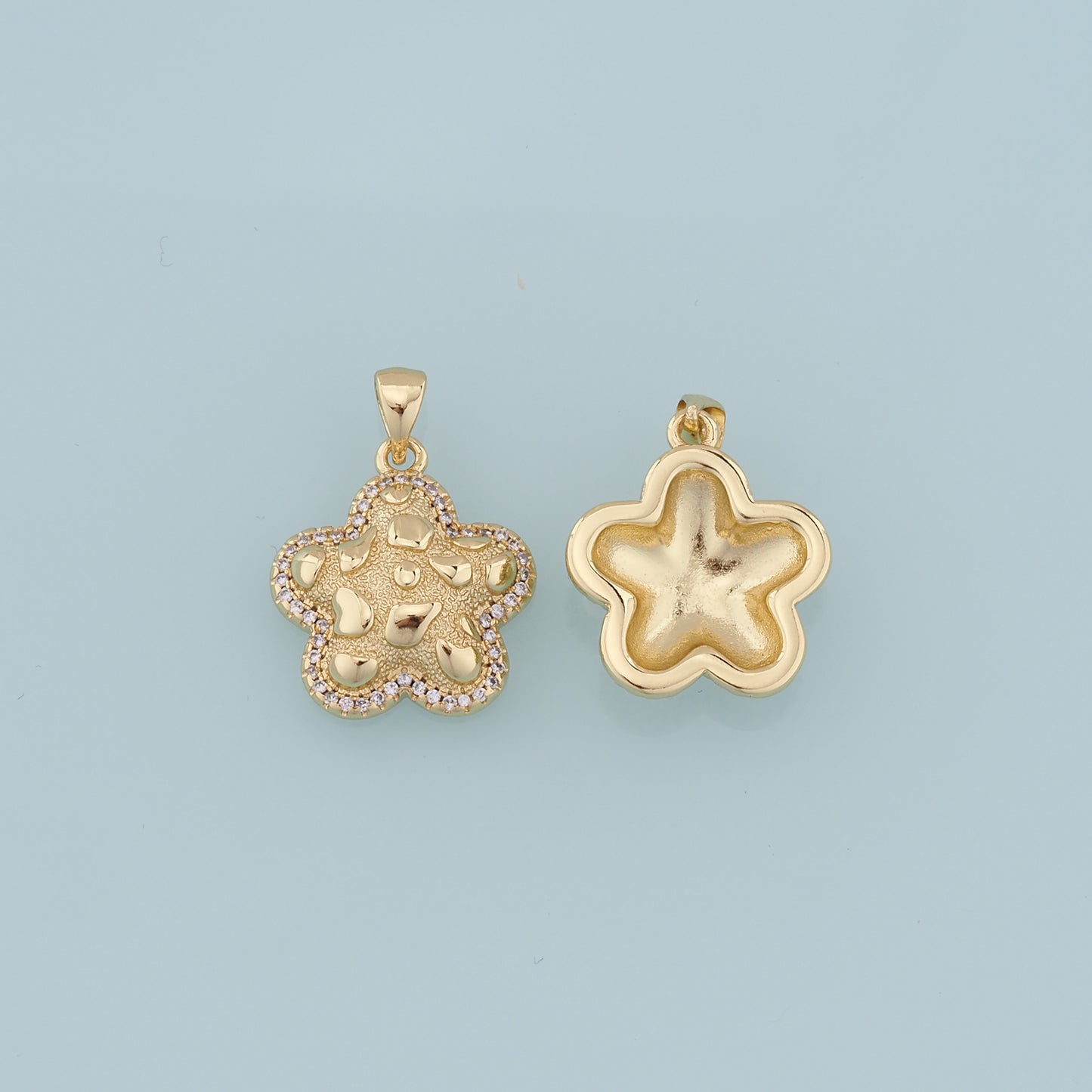 Gold Starfish Charms,18K Gold Filled Starfish Pendant,CZ Micro Pave Starfish Charm Bracelet Necklace for DIY Jewelry Making Supply