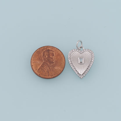 18K Gold Filled Heart Pendant,CZ Heart Charm Bracelet Necklace for DIY Jewelry Making Supply