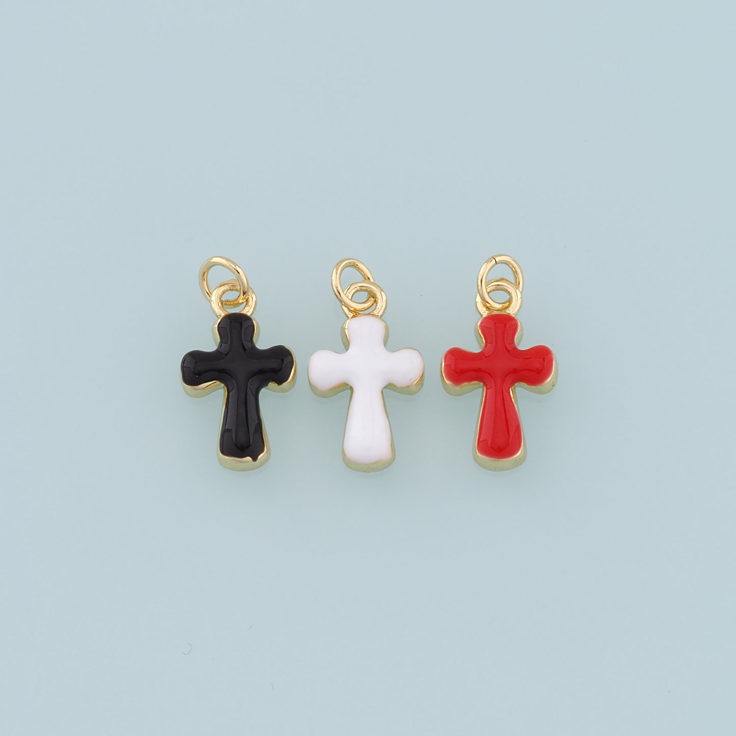 Gold Cross Charms,18K Gold Filled Enamel Cross Pendant,Protect Religious Charm Bracelet Necklace for DIY Jewelry Making Supply