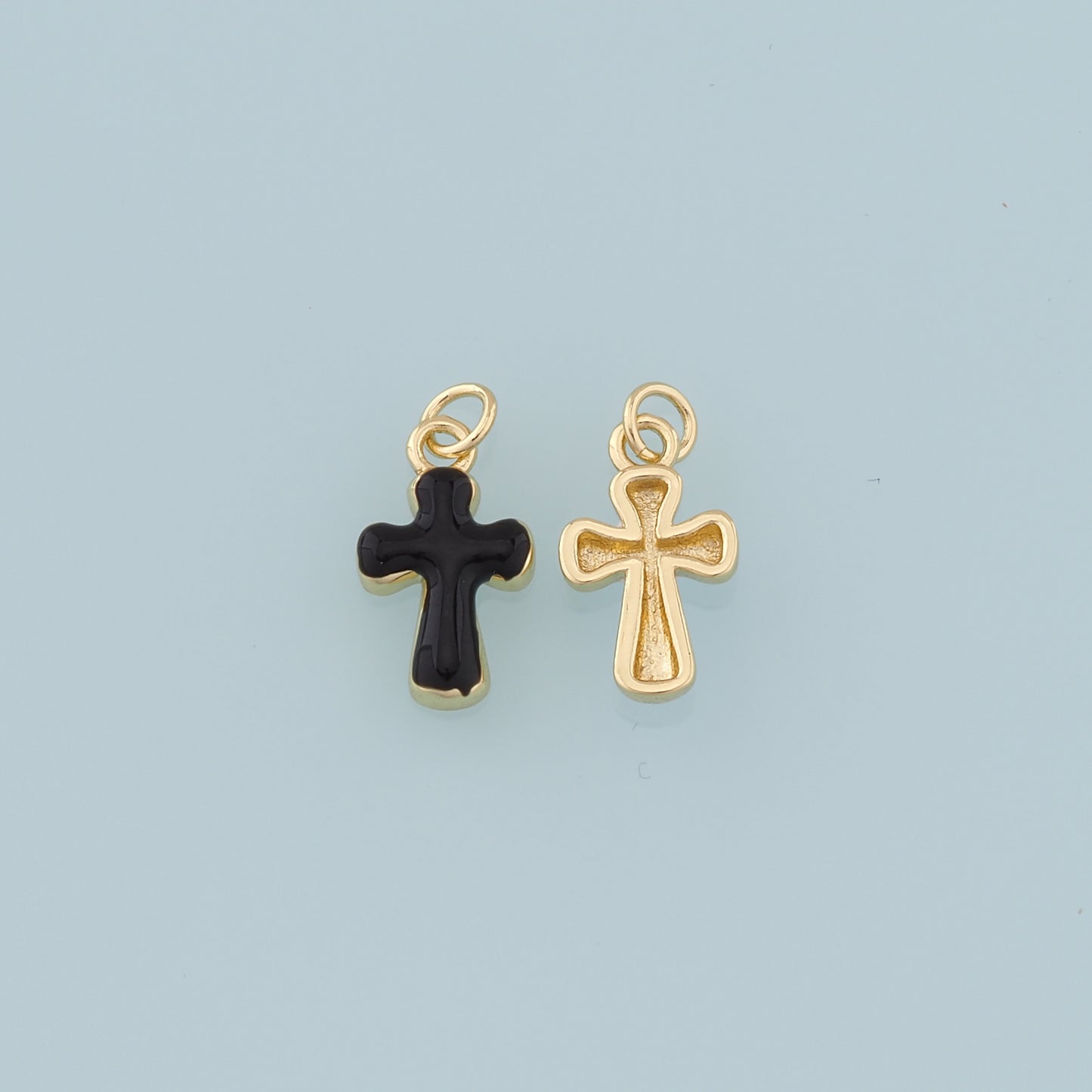 Gold Cross Charms,18K Gold Filled Enamel Cross Pendant,Protect Religious Charm Bracelet Necklace for DIY Jewelry Making Supply