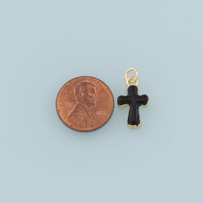Gold Cross Charms,18K Gold Filled Enamel Cross Pendant,Protect Religious Charm Bracelet Necklace for DIY Jewelry Making Supply