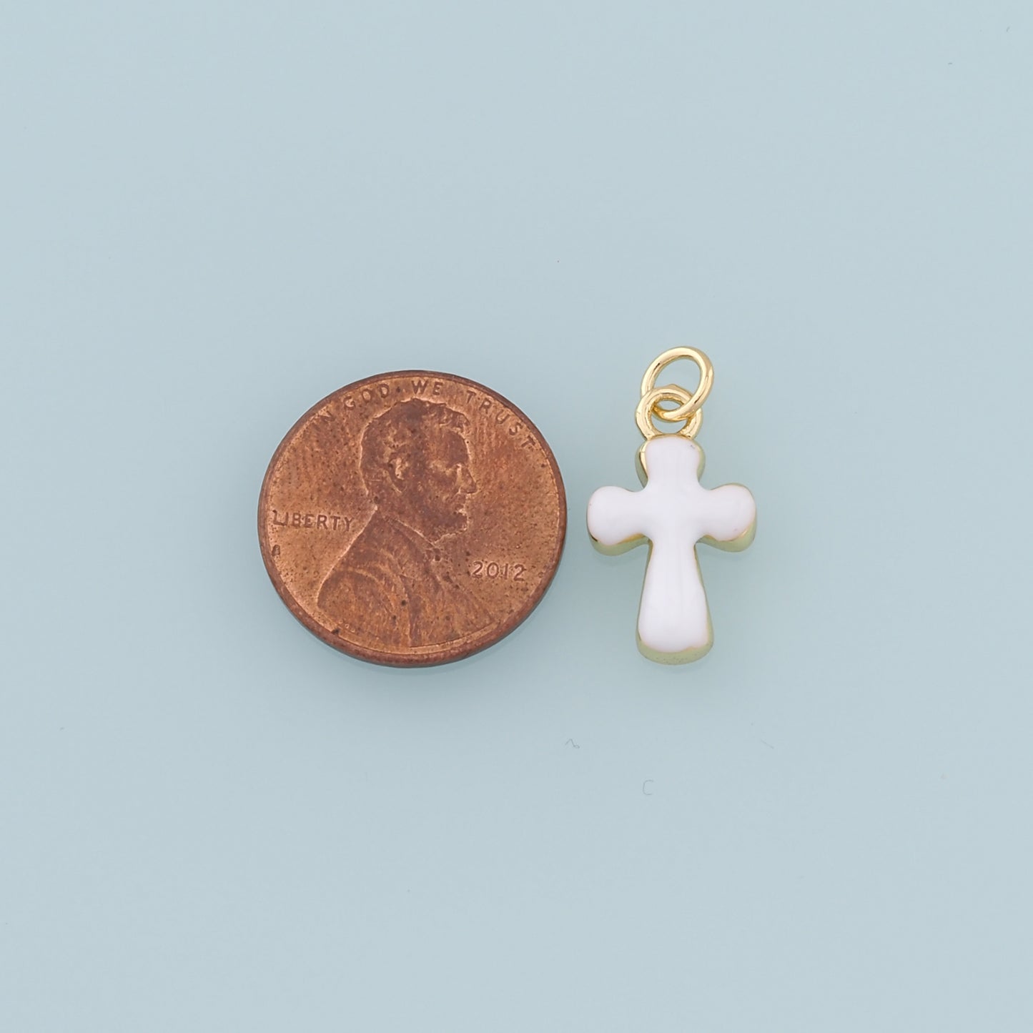 Gold Cross Charms,18K Gold Filled Enamel Cross Pendant,Protect Religious Charm Bracelet Necklace for DIY Jewelry Making Supply