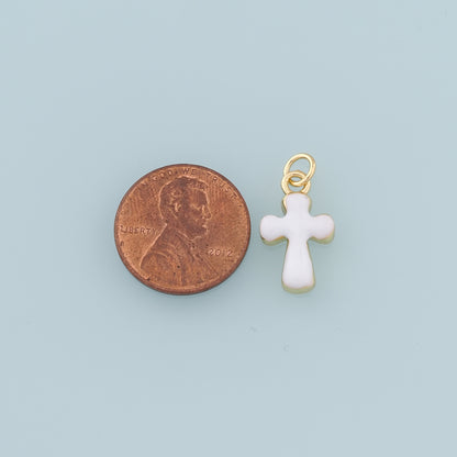 Gold Cross Charms,18K Gold Filled Enamel Cross Pendant,Protect Religious Charm Bracelet Necklace for DIY Jewelry Making Supply